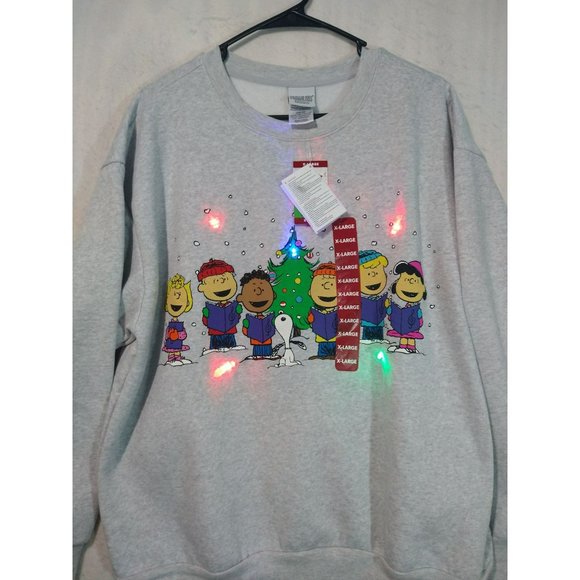 Peanuts Other - Peanuts Snoopy Charlie Brown Christmas 2022 Gray Size XL Light Up Sweatshirt